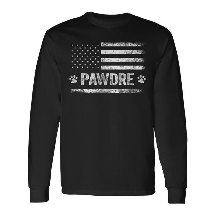 Pawdre Best Dog Dad Ever Us Flag Dog Paw Tee Dog Lover Long Sleeve T-Shirt T-Shirt