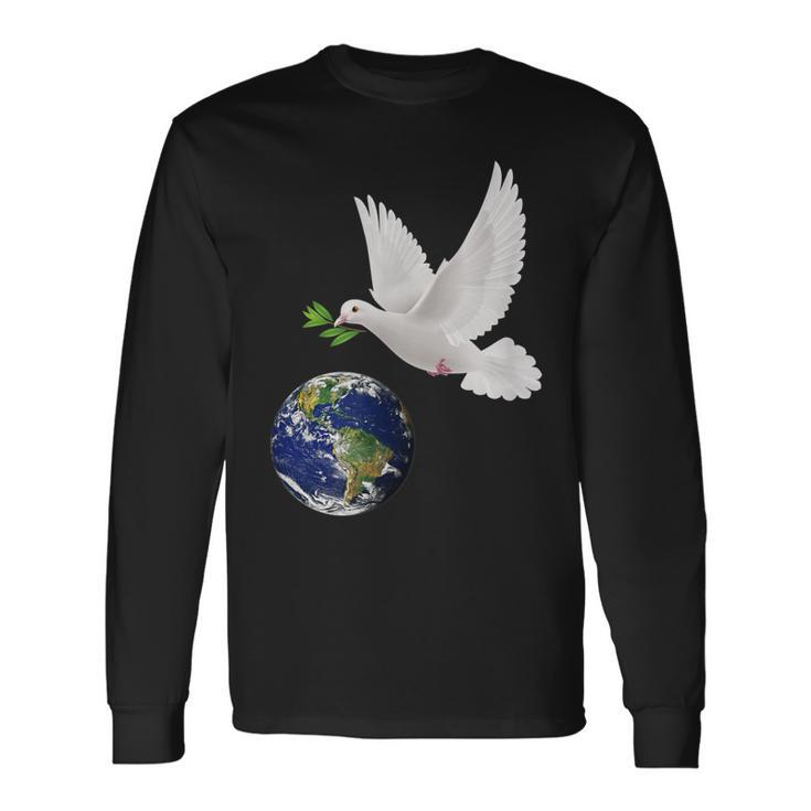 Peace Dove World Peace Earth Peace White Peace Dove  Men Women Long Sleeve T-shirt Graphic Print Unisex