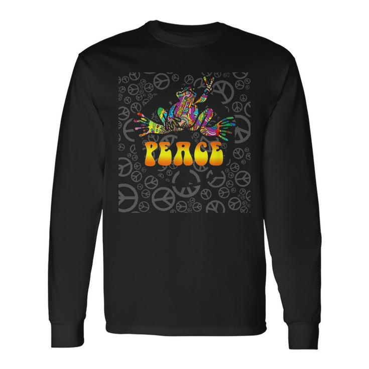 Peace Frog Hippie Vintage Peace Sign V2 Long Sleeve T-Shirt