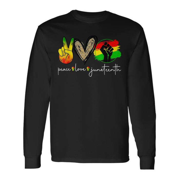 Peace Love Junenth Fist Black Girl Black Queen & King Long Sleeve T-Shirt T-Shirt