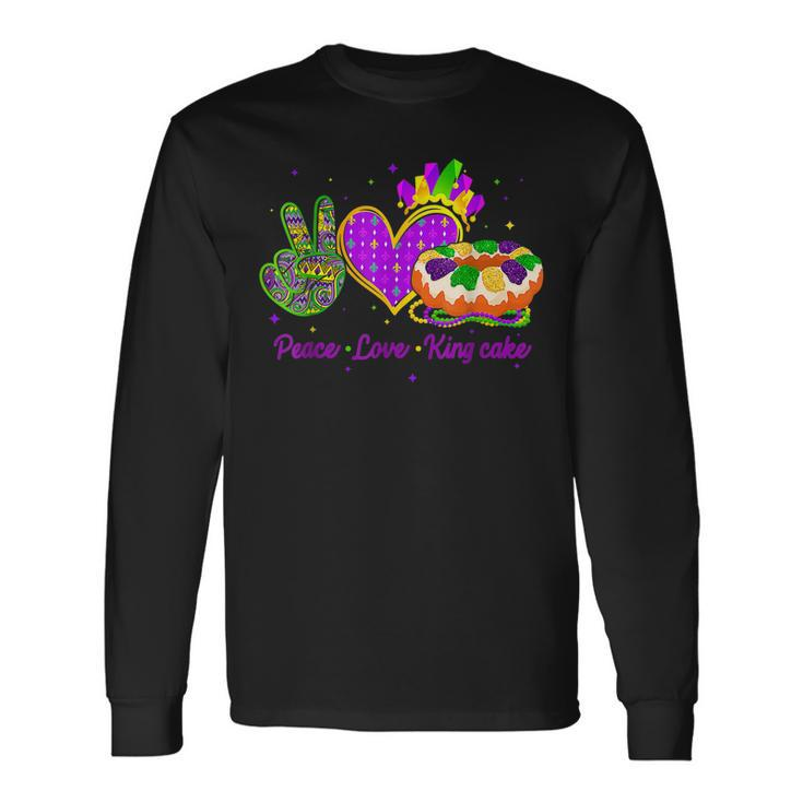 Peace Love King Cake Mardi Gras Festival Party Costume V11 Long Sleeve T-Shirt