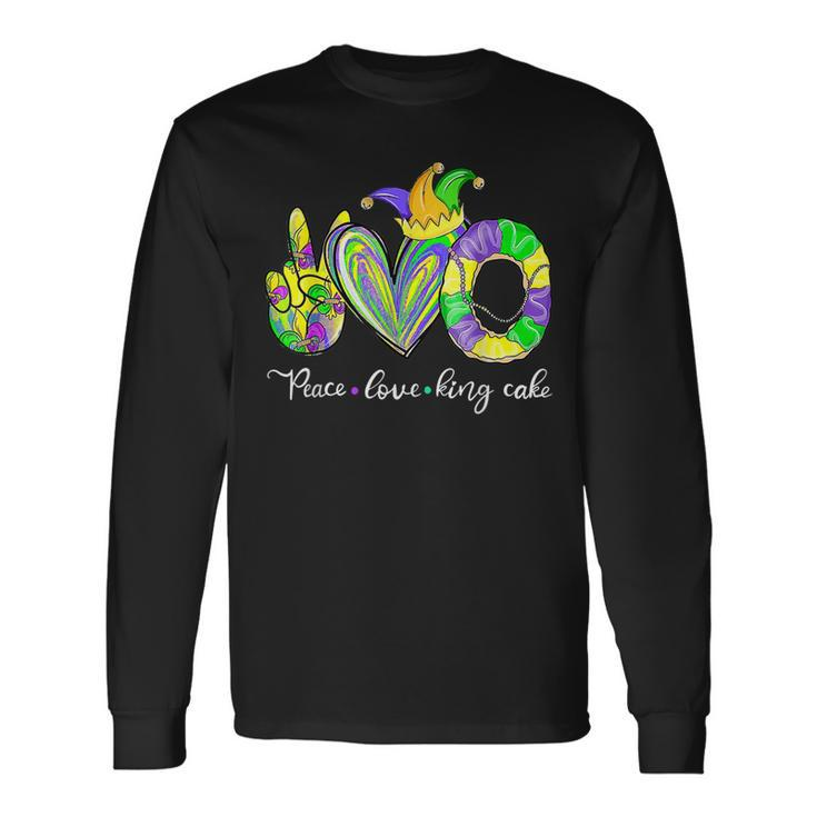 Peace Love King Cake Mardi Gras Festival Party Costume V12 Long Sleeve T-Shirt