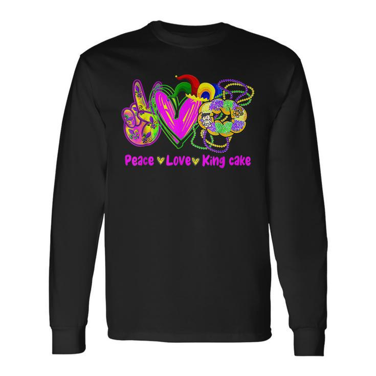 Peace Love King Cake Mardi Gras Festival Party Costume V2 Long Sleeve T-Shirt