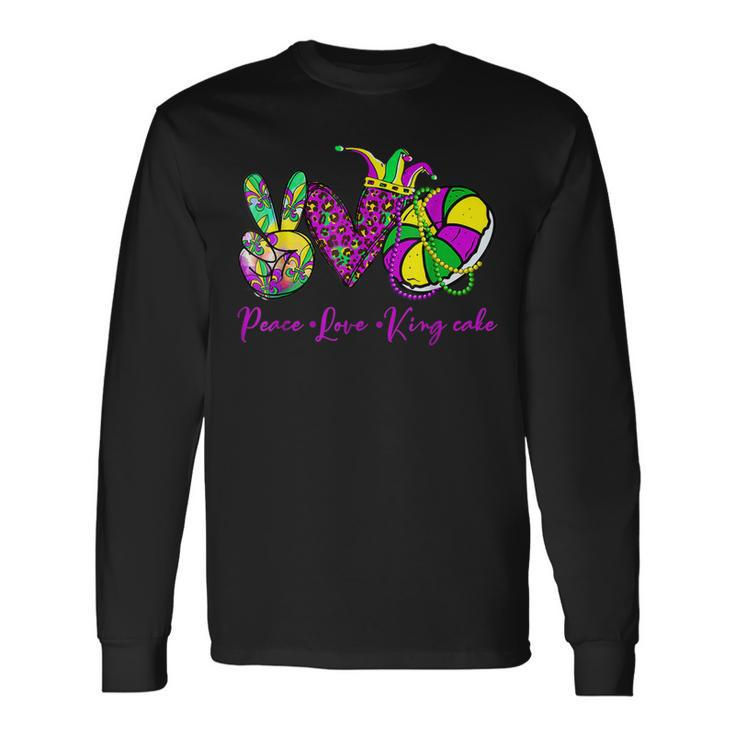 Peace Love King Cake Mardi Gras Festival Party Costume V4 Long Sleeve T-Shirt