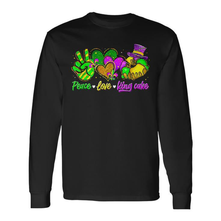 Peace Love King Cake Mardi Gras Party Carnival V4 Long Sleeve T-Shirt