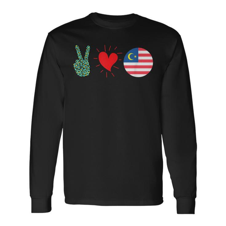 Peace Love Malaysia Flag Malaysian Pride Roots Long Sleeve T-Shirt Gifts ideas