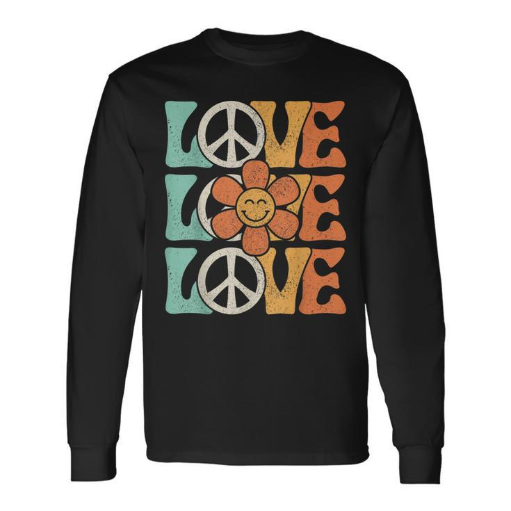 Peace Sign Love 60S 70S Costume 70 Theme Party Groovy Hippie Long Sleeve T-Shirt T-Shirt