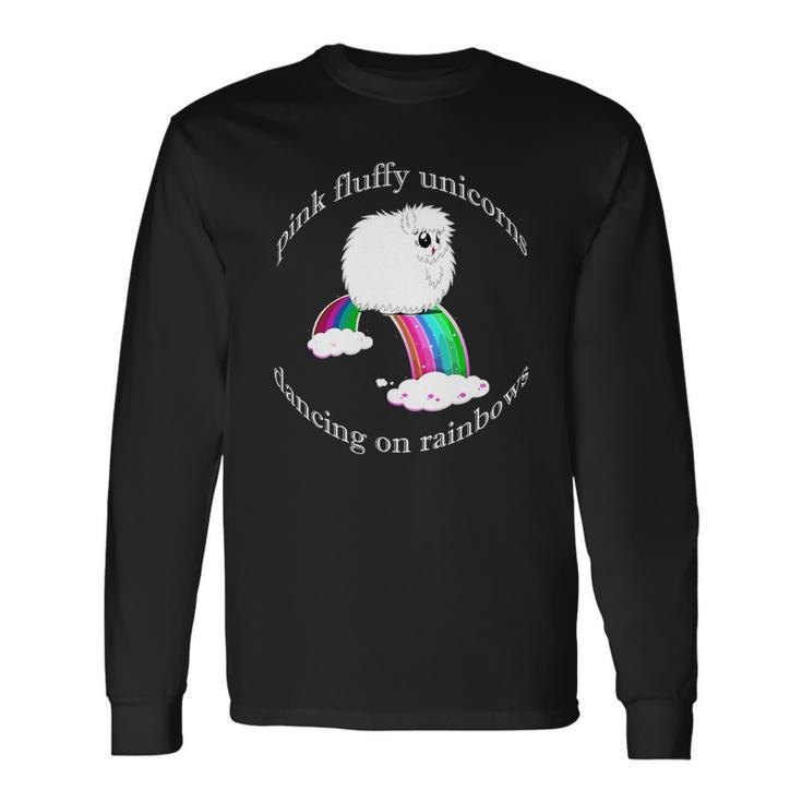 Pfudor Shirt Pink Fluffy Unicorns Dancing On Rainbows Men Women Long Sleeve T-Shirt T-shirt Graphic Print
