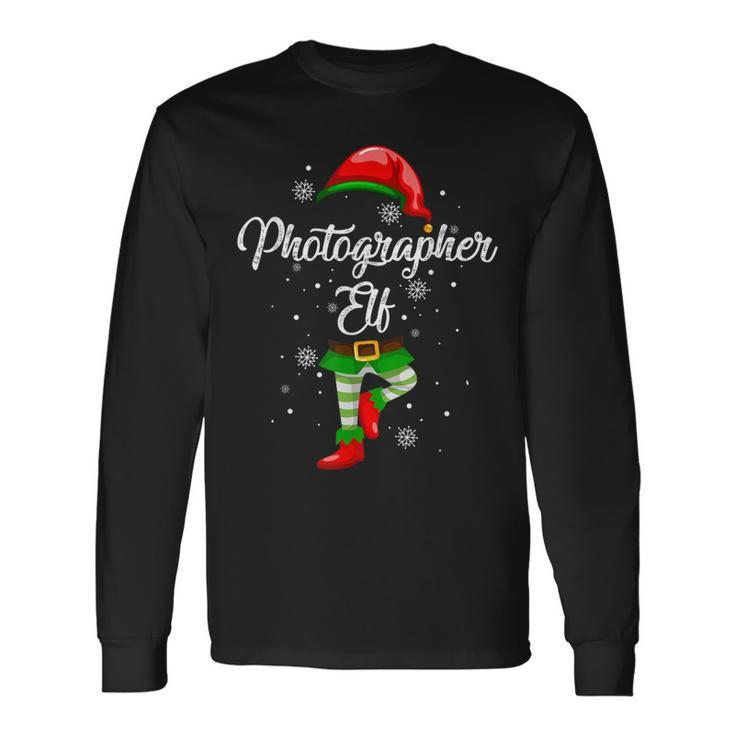 Photographer Elf Costume Funny Christmas Gift Team Group  Men Women Long Sleeve T-shirt Graphic Print Unisex
