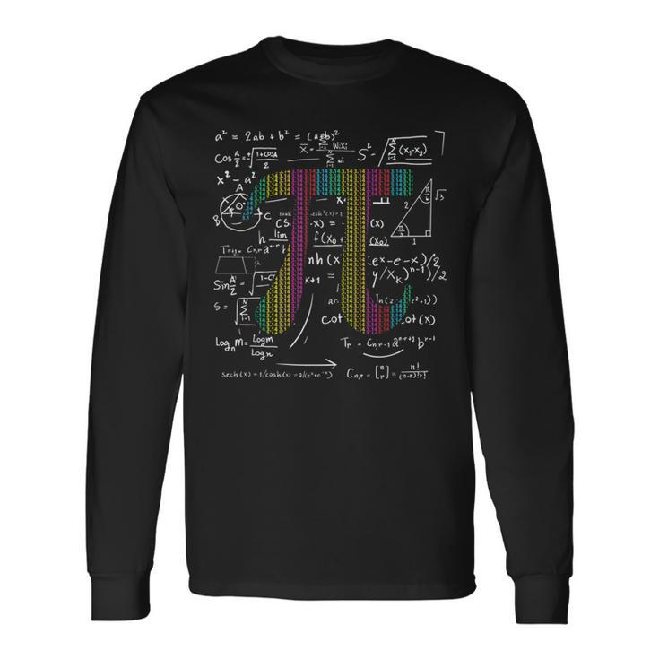 Pi Day 314 Pi Symbol With Math Equations For Math Geek Long Sleeve T-Shirt