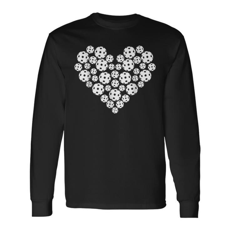 Pickleball Love Heart Shape Valentine V2 Long Sleeve T-Shirt