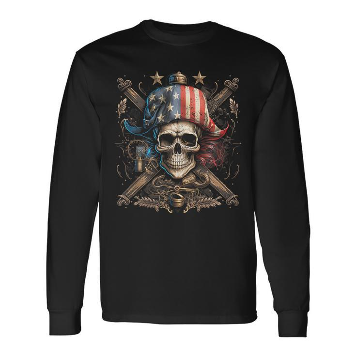 Pirate 4Th Of July American Flag Usa America Long Sleeve T-Shirt T-Shirt