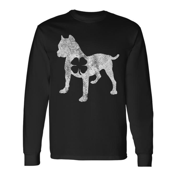 Pit Bull Dog St Patricks Day Shamrock Clover Irish Long Sleeve T-Shirt T-Shirt