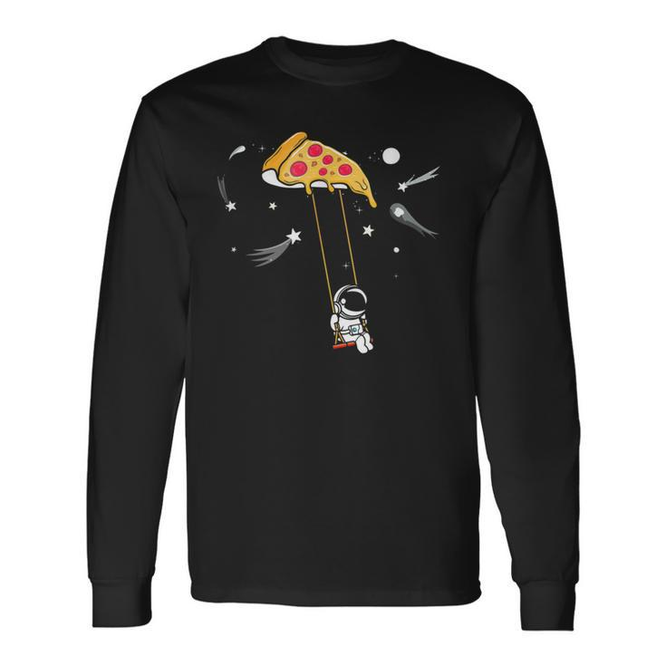 Pizza Swing Astronaut Love Eating Pizza Space Science Outfit Long Sleeve T-Shirt