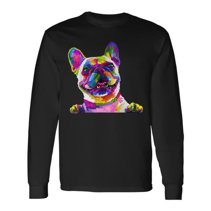 Pop Art Bulldog Mom Dog Dad Frenchie Long Sleeve T-Shirt T-Shirt