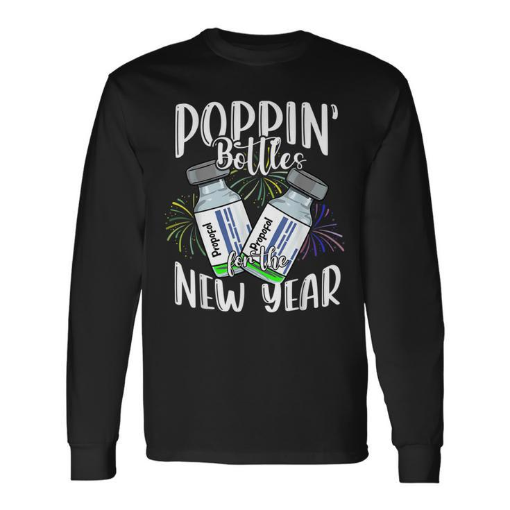 Poppin Bottles For The New Year Icu Nurse Crew 2023 Long Sleeve T-Shirt