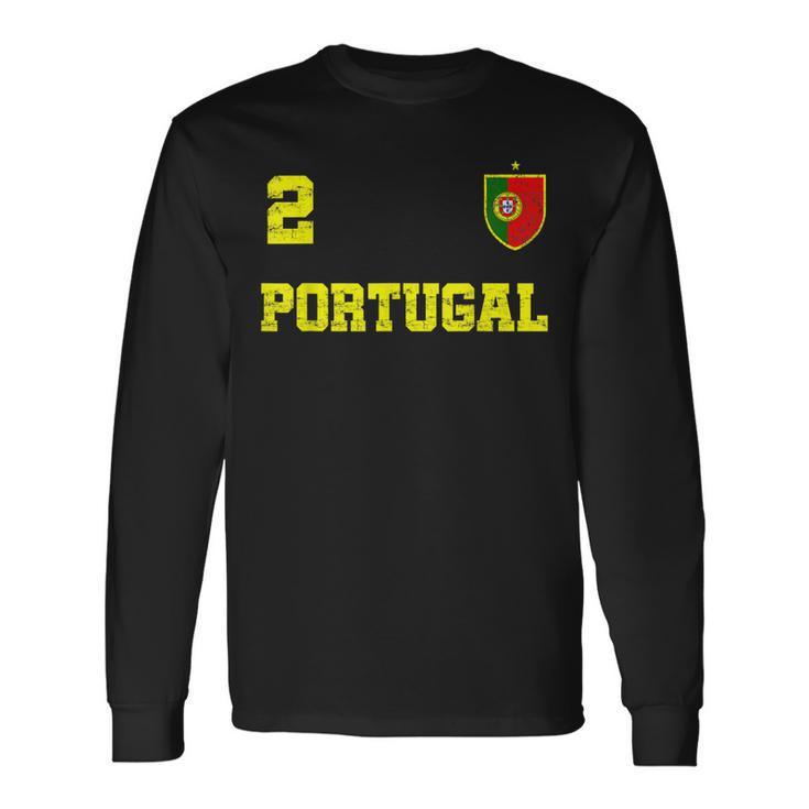 Portugal Soccer Jersey Number Two Portuguese Futbol Flag Fan Men Women Long Sleeve T-Shirt T-shirt Graphic Print
