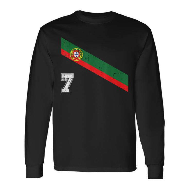 Portugal Soccer Number 7 Portugese Football Sports Lover Fan Men Women Long Sleeve T-Shirt T-shirt Graphic Print