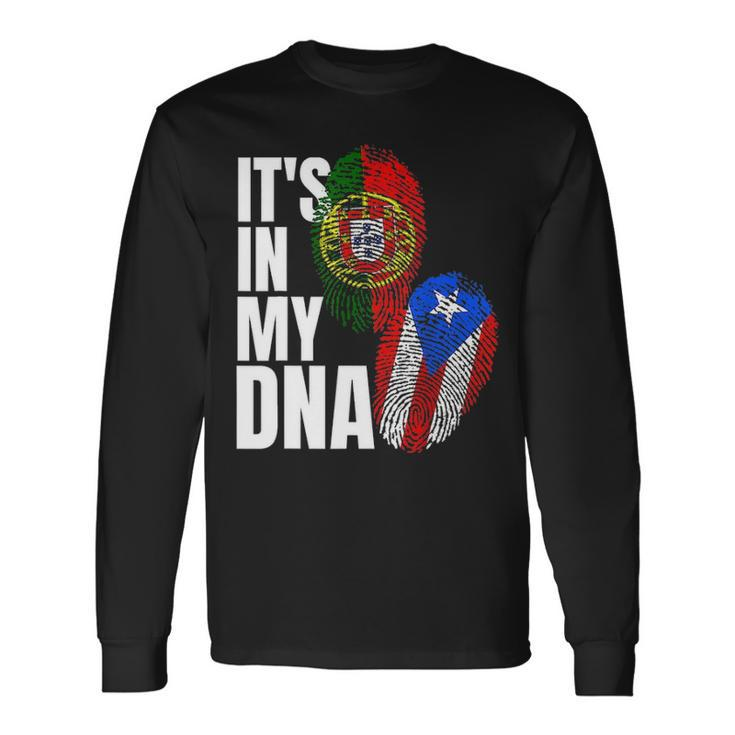 Portuguese Mix Puerto Rican Dna Flag Heritage Long Sleeve T-Shirt