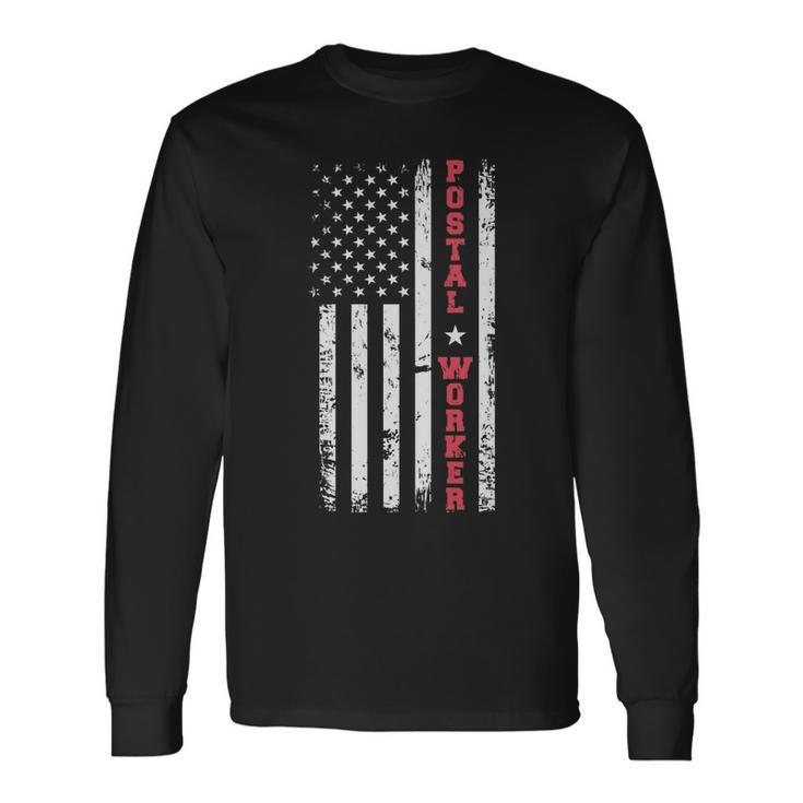 Post Office Patriotic Postal Worker American Flag V2 Men Women Long Sleeve T-Shirt T-shirt Graphic Print