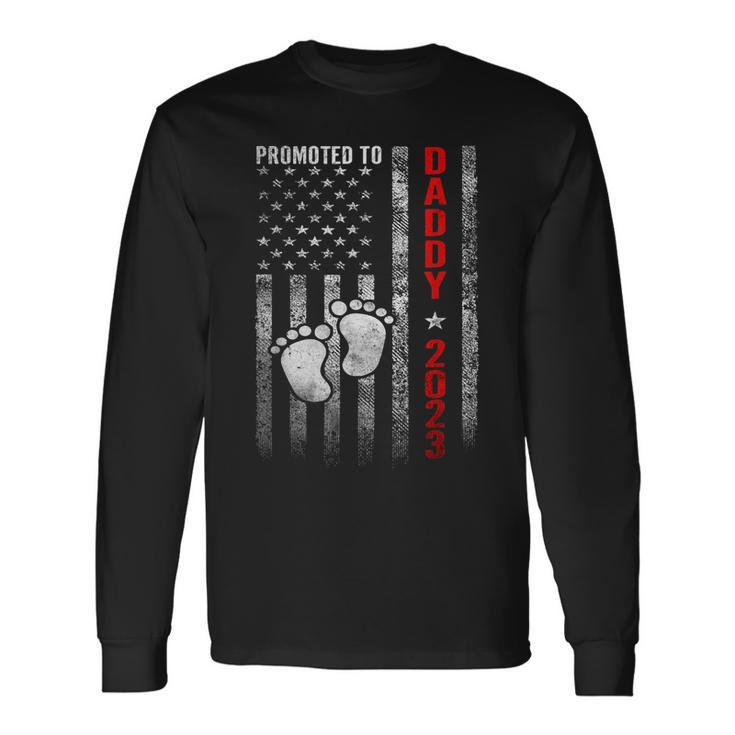 Promoted To Daddy 2023 First Time Fathers Day New Dad Long Sleeve T-Shirt