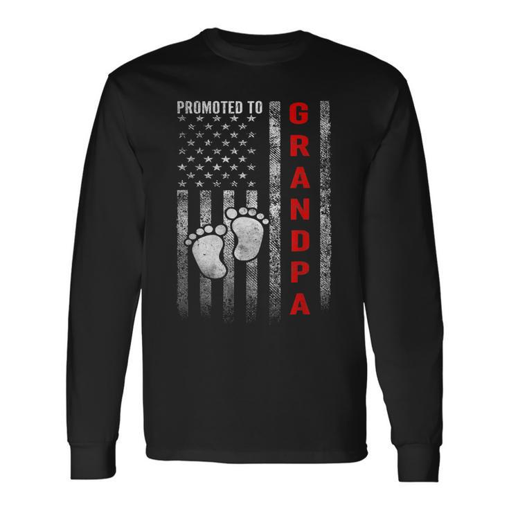Promoted To Grandpa 2023 American Flag New Grandpa Long Sleeve T-Shirt