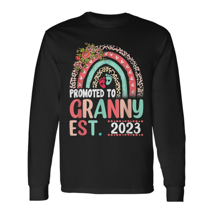 Promoted To Granny Est 2023 Leopard Rainbow Long Sleeve T-Shirt
