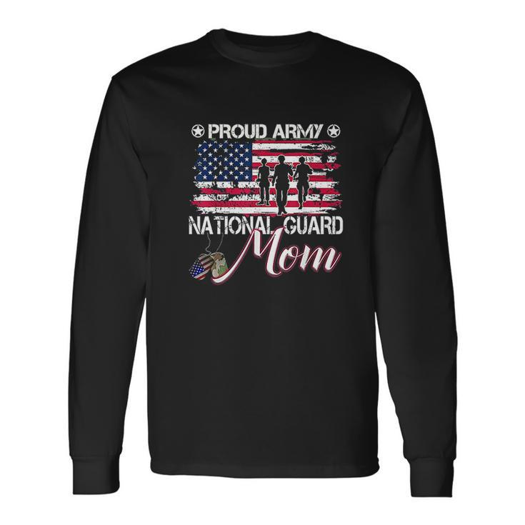 Proud Army National Guard Mom American Flag Men Women Long Sleeve T-Shirt T-shirt Graphic Print