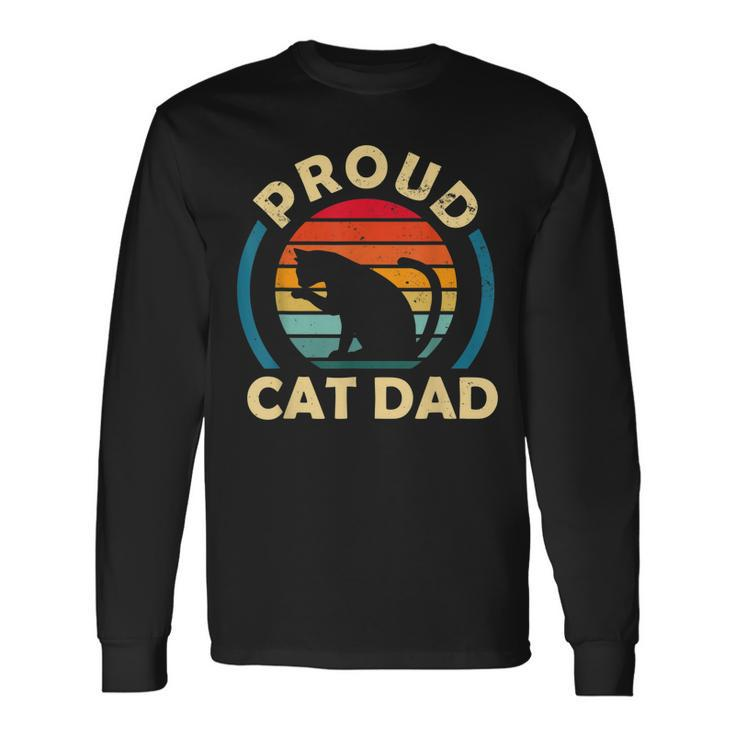 Proud Best Cat Dad Cat Father Vintage Sunset Long Sleeve T-Shirt