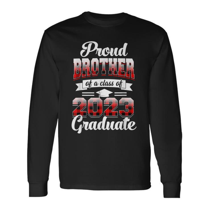 Proud Brother Of A Class Of 2023 Graduate Red Plaid Long Sleeve T-Shirt T-Shirt