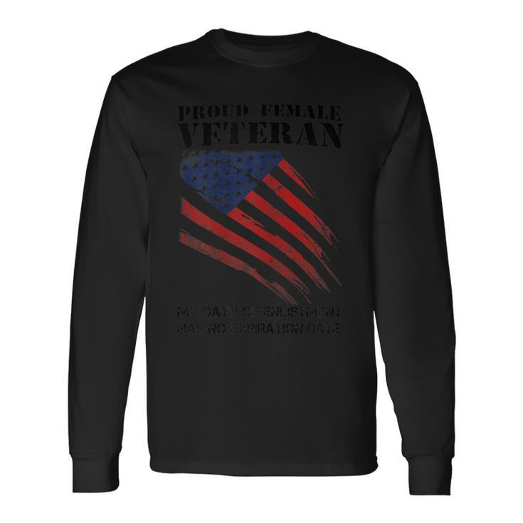 Proud Female Veteran Tees For Independence Day Long Sleeve T-Shirt T-Shirt