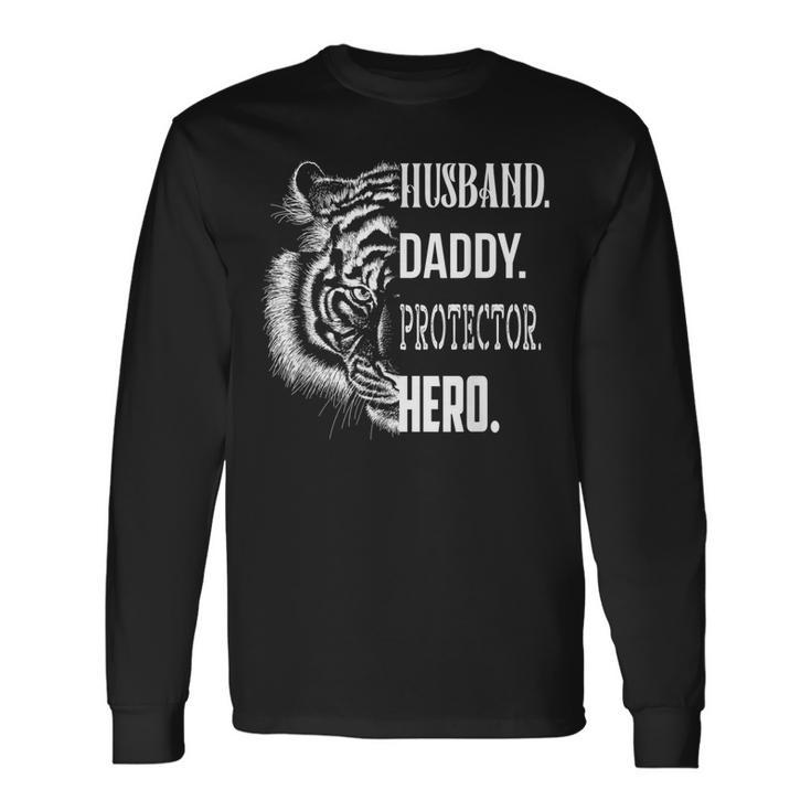 Proud Lion Cat Dad Best Father Husband Daddy Protector Hero Long Sleeve T-Shirt T-Shirt