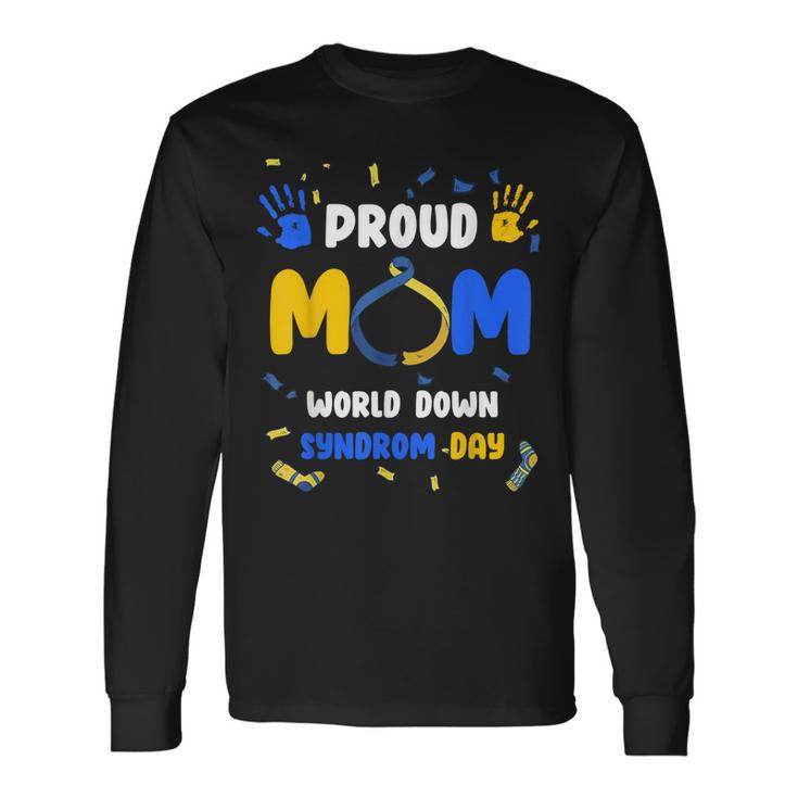 Proud Mom T21 World Down Syndrome Awareness Day Ribbon Long Sleeve T-Shirt T-Shirt