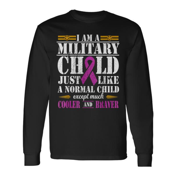 Proud Patriotic Military Brat Military Child Month Purple Up Long Sleeve T-Shirt T-Shirt