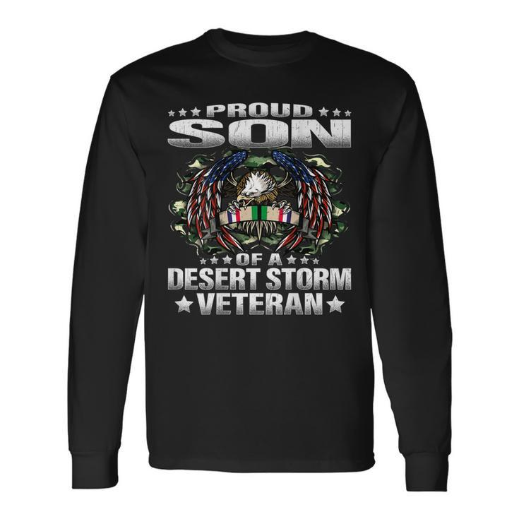 Proud Son Of A Desert Storm Veteran Military Vets Child  Men Women Long Sleeve T-shirt Graphic Print Unisex