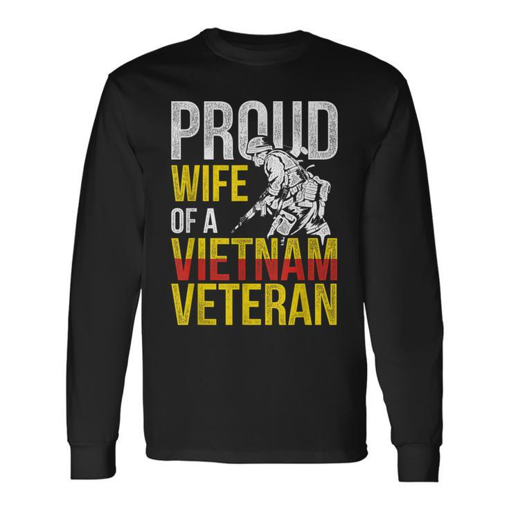 Proud Veteran Wife Gift Vietnam Veterans Day  Men Women Long Sleeve T-shirt Graphic Print Unisex