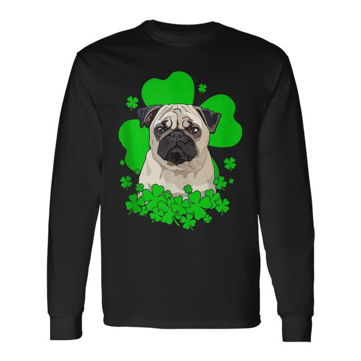 Pug St Patricks Day Clovers Long Sleeve T-Shirt