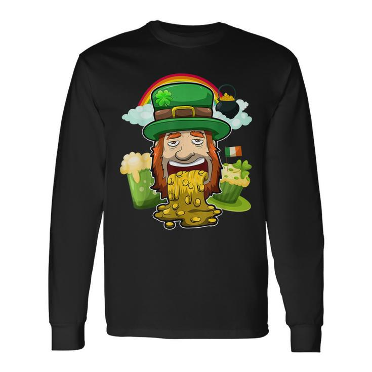Puking Leprechaun St Patricks Day Irish Drinking Party Long Sleeve T-Shirt