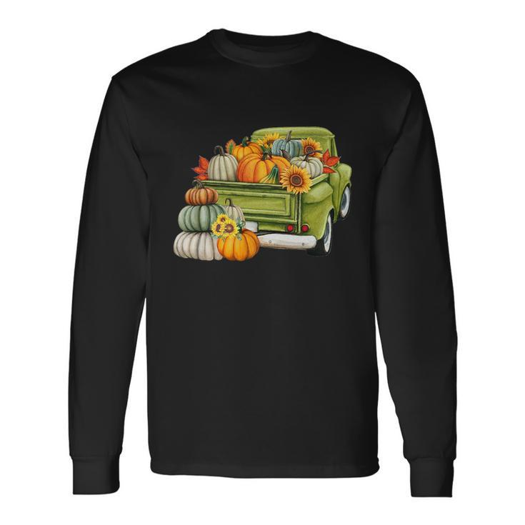 Pumpkin Fall Vintage Truck Long Sleeve T-Shirt