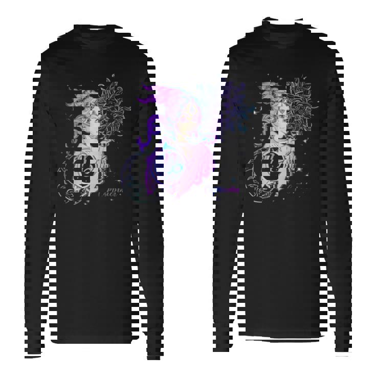 Purple Art Capricorn Horoscope Zodiac Sign Long Sleeve T-Shirt