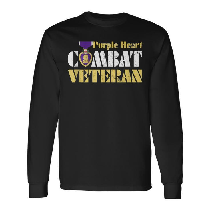 Purple Heart Combat Veteran Purple Heart Day Us Military Long Sleeve T-Shirt