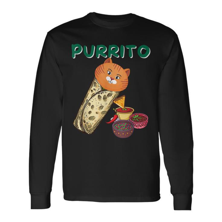 Purrito Cat In A Burrito Cat Lover Mexican Food Kitty Long Sleeve T-Shirt