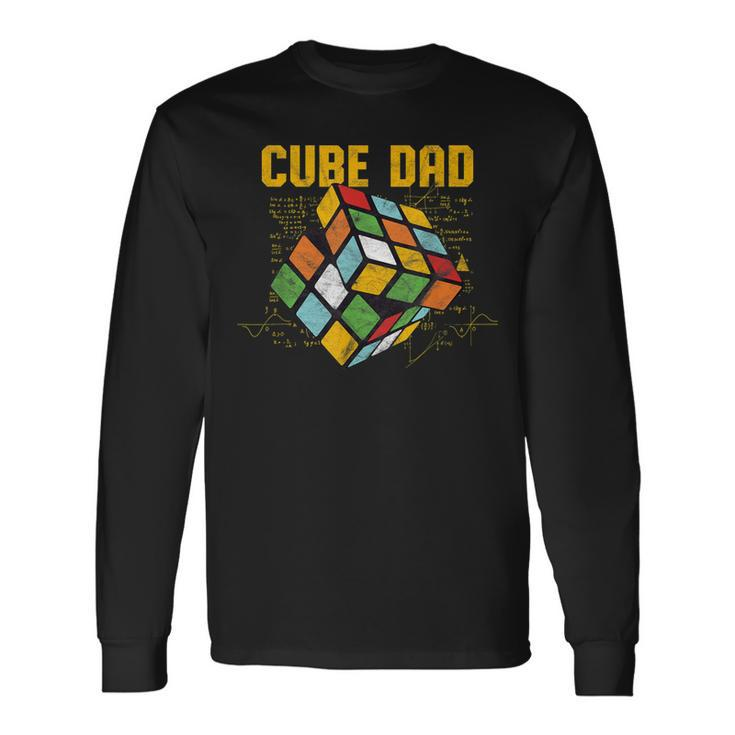 Puzzle Cube Dad Speed Cubing 80S Youth Vintage Math Long Sleeve T-Shirt