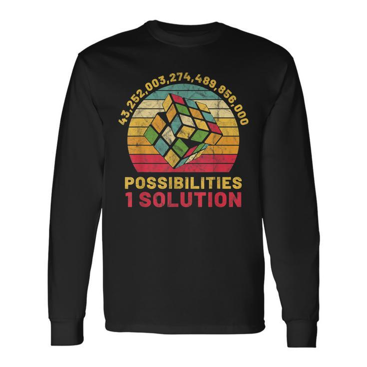 Puzzle Cube One Solution Speed Cubing Retro Math Long Sleeve T-Shirt T-Shirt