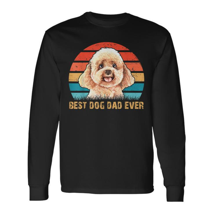 Quote Best Dog Dad Ever Vintage Poodle Lover Long Sleeve T-Shirt T-Shirt