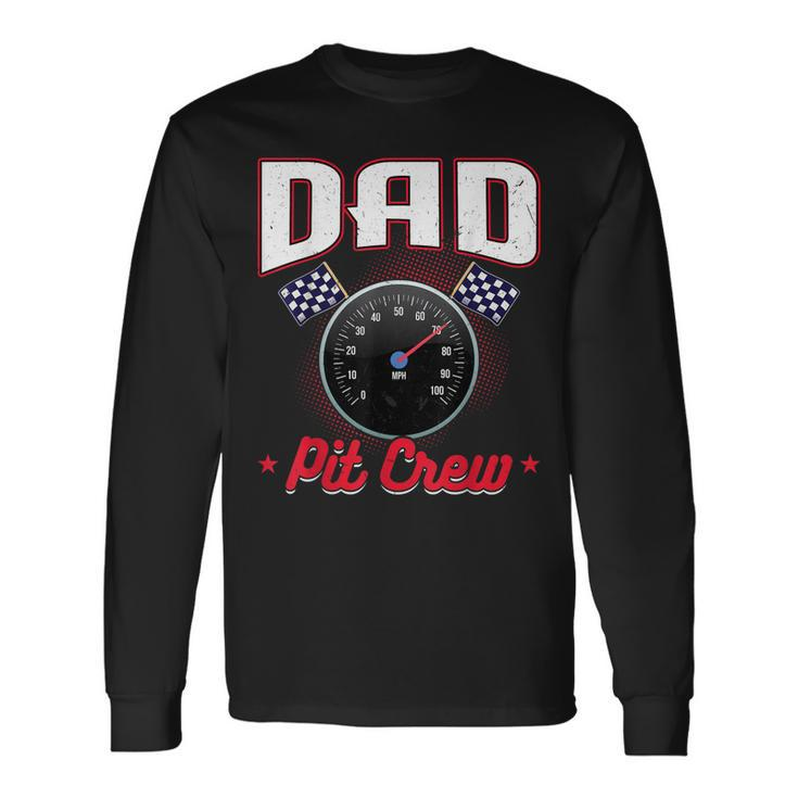 Race Car Birthday Party Racing Family Dad Pit Crew  V2 Men Women Long Sleeve T-shirt Graphic Print Unisex