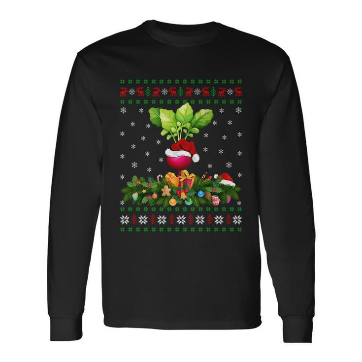 Radish Lover Xmas Santa Hat Ugly Radish Christmas Great Long Sleeve T-Shirt