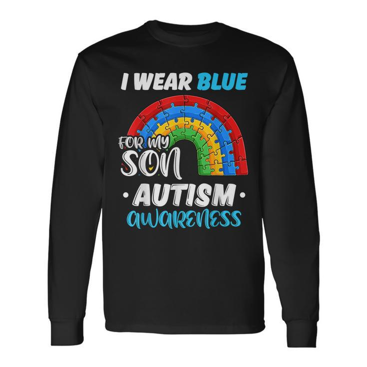 Rainbow Puzzle Autism I Wear Blue For Son Autism Awareness Long Sleeve T-Shirt T-Shirt