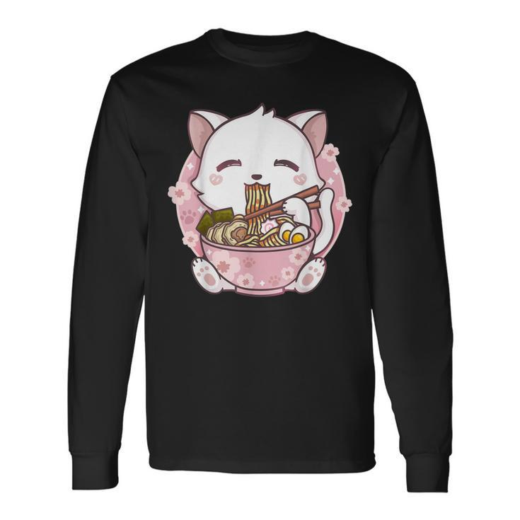 Ramen Cat Kawaii Anime Long Sleeve T-Shirt T-Shirt
