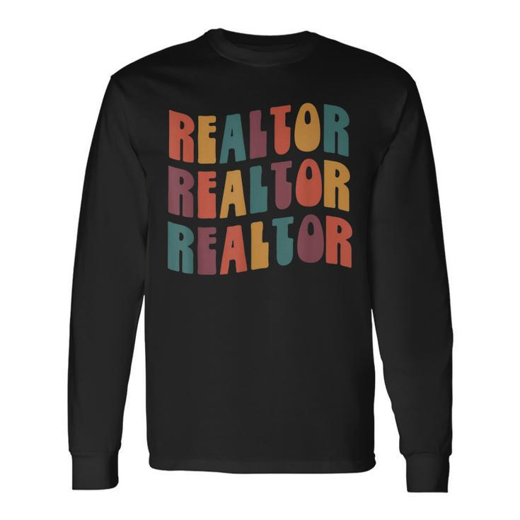 Realtor Groovy Retro Colorful Real Estate Agent Long Sleeve T-Shirt T-Shirt